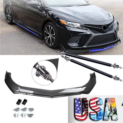 Carbon Front Bumper Lip Spoiler+Splitter Strut Rod For Toyota Venza Foto 1 de 4