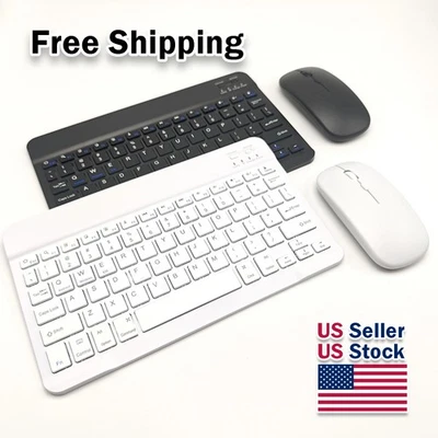 Wireless Bluetooth Keyboard and 2.4GH'z Mouse Set Rechargeable for iPad Android - Image 1 of 4