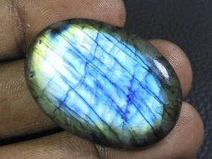 65Cts. Natürlicher Labradorit Blau Feuer Oval Cabochon Lose Edelstein 27X38X0... - Picture 1 of 9