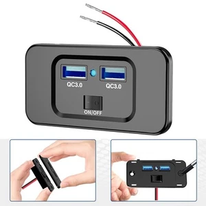 Prise de chargeur rapide de voiture 12 V/24 V avec double charge rapide USB 3 0 - Photo 1 sur 12