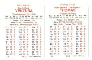 1992 APBA Season (30 Cards From 2O17) - CHICAGO WHITE SOX Team Set - Picture 1 of 4