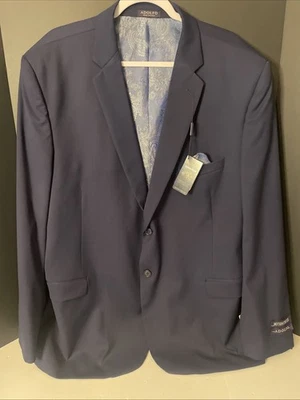 Adolfo Blazer Men's Navy Blue Solid 50 Reg, Motion Stretch Sport Coat Jacket - Image 1 of 4