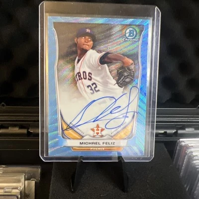 Autógrafos Bowman Chrome 2014 Michael Feliz refractor de onda azul 50/50  Foto 1 de 2