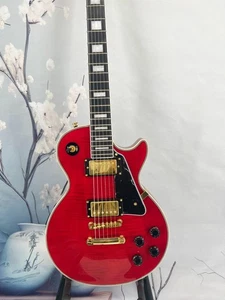 Guitarra eléctrica LP roja semi hueca 2H pastillas herrajes dorados diapasón negro - Imagen 1 de 24