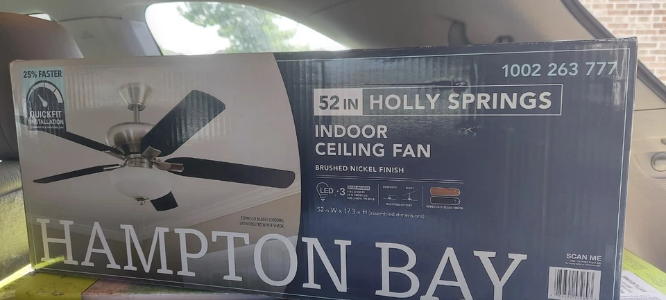 Hampton Bay Holly Springs 52" LED Ceiling Fan - Brushed Nickel (57269) - Image 1 of 1