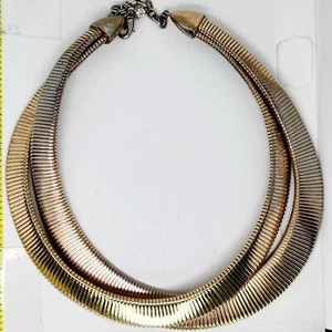 Vintage Omega Style Graduated Gold Tone Necklace Thick Chunky Egyptian Collar - Picture 1 of 7