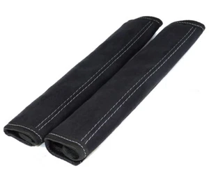 2x Gurtschoner weich samt Schwarz Naht Grau Gurtpolster Schoner Sicherheitsgurt - Bild 1 von 2