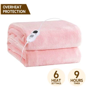 Electric Heated Flannel Blanket Warm Washable Heating Blanket Heated Throw - Picture 1 of 27
