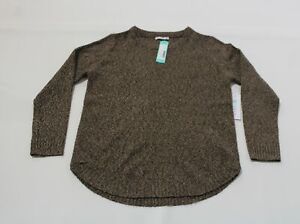 Pink Clover Women's L/S Nickole Textured Pullover MC9 Brown Large Petite NWT 