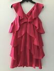 Milly Lexi Ruffle ￼Satin Mini Dress in Pink NWT Size 4 Reg $400