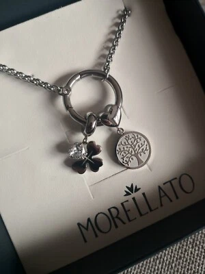 Collana Morellato Drops, mai indossata, acciaio e cristalli, con due Charm - Immagine 1 di 4