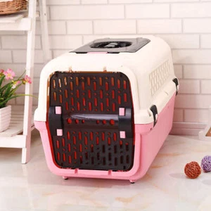 Large Dog Cat Crate Pet Rabbit Carrier Travel Cage With Tray & Window Pink - Picture 1 of 1
