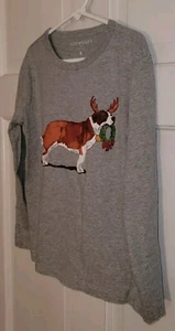 CREWCUTS JCREW St Bernard Dog Reindeer Christmas Wreath Cotton T-shirt 8 - Picture 1 of 5
