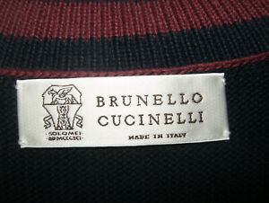 VG-EUC Authentic Brunello Cucinelli Spa V-Neck ITALIAN Sz54 100% cotton Navy blu