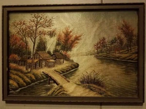 Silk Needle Point Artwork Signed Chinese China Japan Original 18.5x12.5" Vintage - Picture 1 of 10