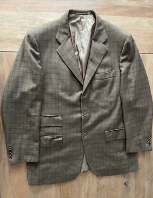 Vintage Kiton 100% Cashmere Windowpane Blazer Sport Jacket Coat Mens 44R *FLAWS* - Image 1 of 4