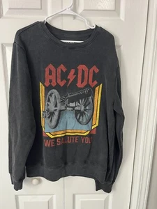 AC/DC Sweatshirt Medium Black We Salute You- Music Rock Excellent Condition - Picture 1 of 2