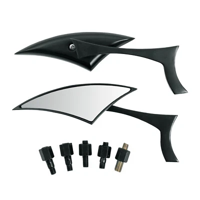 Coppia Specchietti Retrovisori Specchi Moto Adattatori Custom Nero DX+SX - Imagen 1 de 2