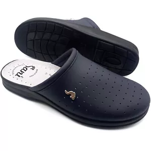 PANTOFOLE CIABATTE SANITARIE ANTISCIVOLO UOMO IN PELLE SCARPE INFERMIERE DOTTORE - Foto 1 di 7