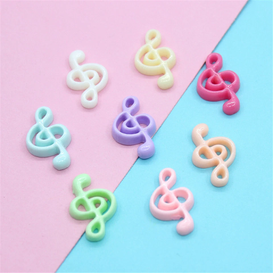 20 pcs Multicolors Resin Flatback Musical Note DIY Craft Making Decors 21x14mm - Image 1 of 4