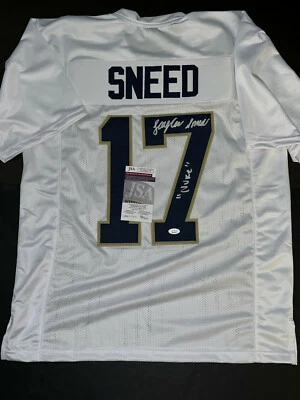 Jaylen Sneed Notre Dame Irish Auto Signed White Jersey JSA COA Nuke - - Image 1 of 3