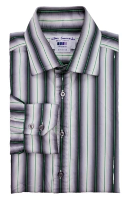 Camisa TM Lewin John Francomb 16 35 Calce Ajustado Rayas Multicolor Gris Verde Para Hombre Foto 1 de 4