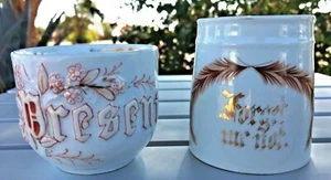 Pottery Coffee Cups “Present” & “Forget Me Not” Lot (2) Mugs Oversized Vintage - Picture 1 of 12