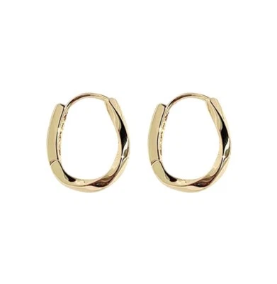 Minimalist Dainty Gold Hoop Earrings Ladies 9ct Huggie 1.5CM 925 - Image 1 of 4