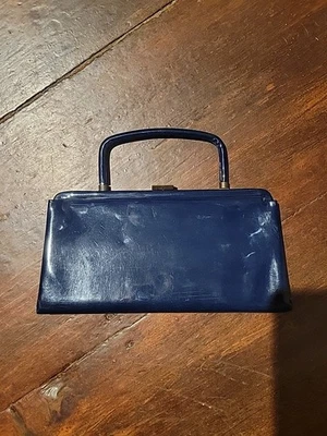 Bolso de mano rectangular de charol azul Ande de colección Bolso sin asa Foto 1 de 4