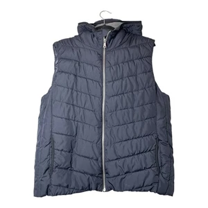 GAP Womens Puffer Vest Primaloft Navy Blue Size XL Hooded Down Alternative - Picture 1 of 6