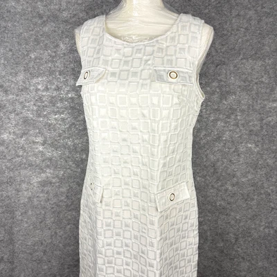 Vestido Chetta B Para Mujer Talla 12 Blanco Texturizado Sin Mangas Cambio Mod Chic Novia Foto 1 de 4