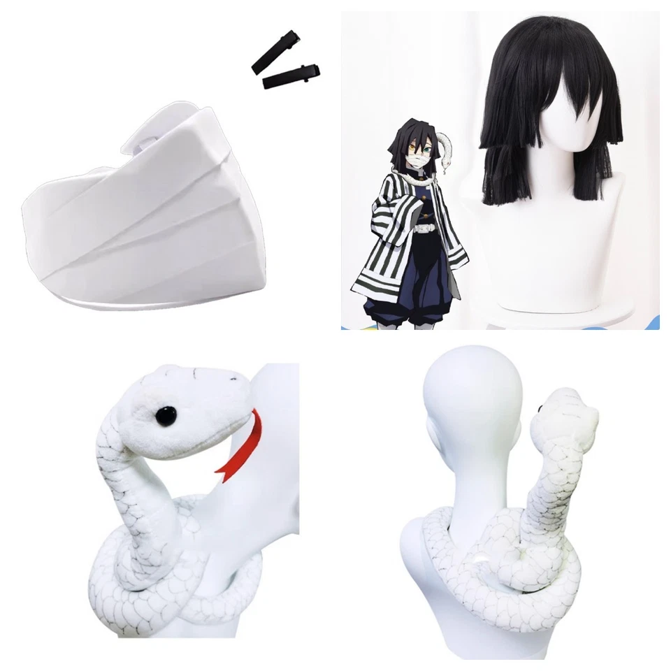 Demon Slayer: Kimetsu no Yaiba Iguro Obanai cosplay maschere/parrucca/bambola serpente in lattice - Immagine 1 di 1