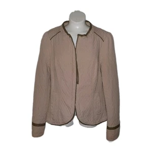 FREE PEOPLE JACKE beige Reißverschluss vorne Mandarinkragen Baumwolle gesteppt Gr. 4 Small - Bild 1 von 11
