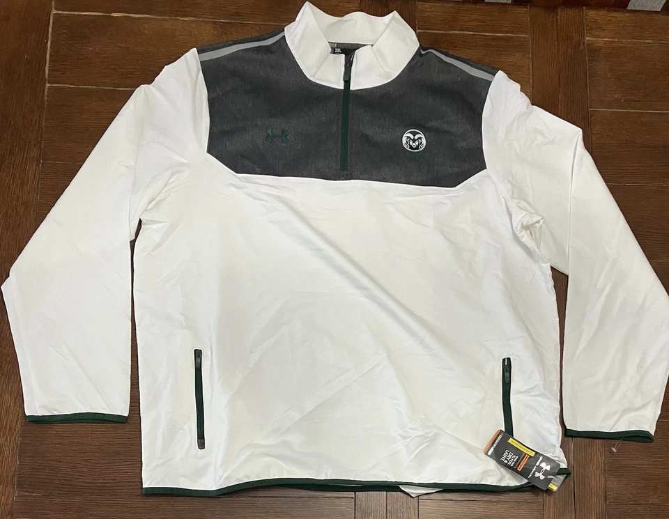 Men’s Under Armour Size 3XL Colorado State Rams White 1/4 Zip Jacket NWT - Image 1 of 4