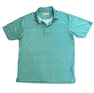 Donald Ross Golf Poloshirt Herren Medium Kurzarm Blumenmuster Blau/Grün - Bild 1 von 7