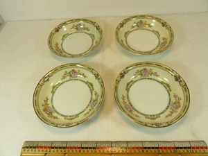 4 tazones para salsa de postre Noritake Alicia 35762 5 1/4 en Japón oro verde años 20’s - Imagen 1 de 6