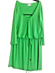 Mudpie Lime Green Dress/Top, Elastic Waist, belt,long sleeves, Size L, preowned - Picture 1 of 9