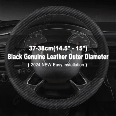 Cubierta de volante de coche de cuero genuino negro de 15" para Hyundai Sonata Kia Optima Foto 1 de 4