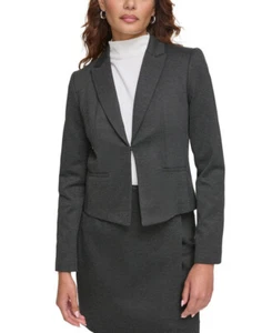 Calvin Klein Women's Petite Open-Front Blazer (Black/Charcoal, 8P) - Picture 1 of 4