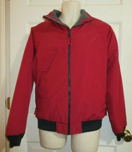 Lands' End Vintage Men's Squall Red & Gray Polyester Fleece Lined Jacket Small - Picture 1 of 7