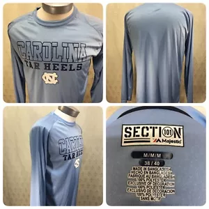 North Carolina Tar Heels Long Sleeve Shirt Section 101 Majestic M 38/40 Blue  L8 - Picture 1 of 8