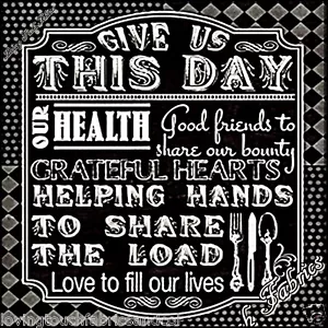 Q.T. "GIVE US THIS DAY" 23678-JK RELIGIOUS CHRISTIAN PRAYER FABRIC PANEL 23"X42" - Picture 1 of 2