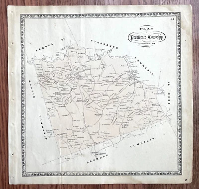 Bridgen Atlas 1864 Antique Colored Map Providence Township Lancaster PA VG- - Image 1 of 3