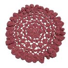 Vintgae Crocheted Round Doily Muave Dark Rose Ruffled Edge 11