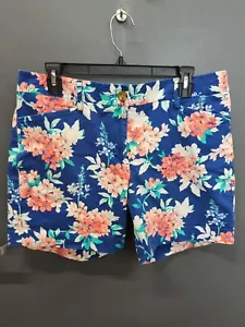 Women's Lands' End Blue Pink White Green Floral Bermuda Shorts Sz 12P - Picture 1 of 3