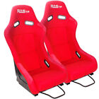 1Pair Red Universal Racing Adjustable Bucket Reclinable Seats & Slider Rail