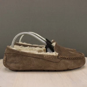 Zapatillas mocasín de cuero Ugg Ansley forradas de piel de oveja para mujer 8 marrón cómodo - Imagen 1 de 10