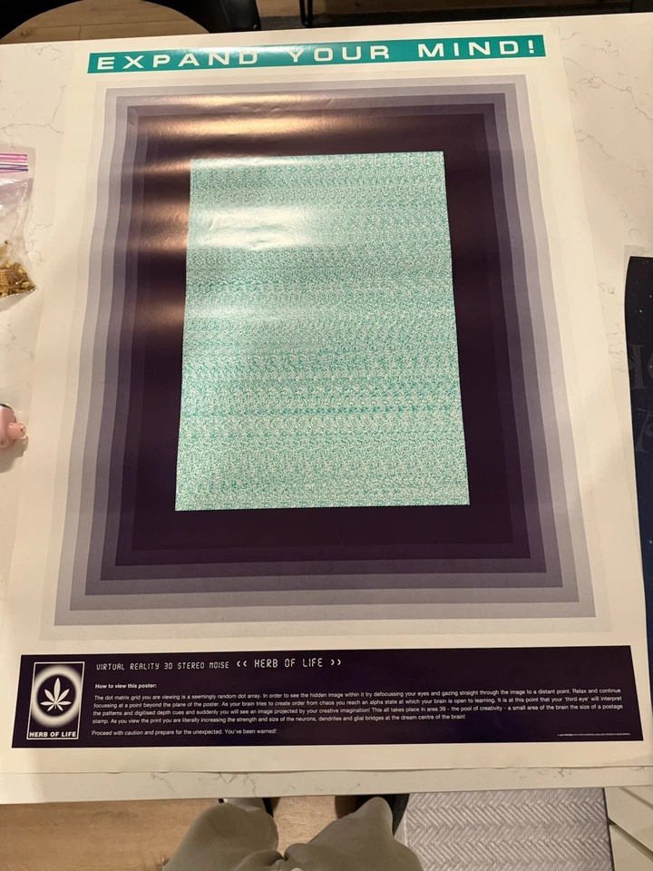 Póster Magic Eye EXPANDE TU MENTE HIERBA DE LA VIDA PÓSTER VR 3D Eye Illusion 25"x35" Foto 1 de 3