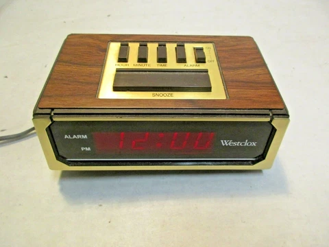 vintage Westclox 22644 Digital Red LCD Alarm Clock in good used working shape NR Cover