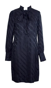 BANANA REPUBLIC S Silk Dress Black Equestrian Horse Bit Tie Neck Satin Print - Picture 1 of 5